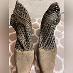 Free People  Suede Leather Boots Olive Woven Ankle Boots side zip US 8-8.5 EU 39 Photo 9