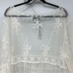 Liv Los Angeles L Sheer Embroidered Robe/Cover up duster long kimono FLAWED White Size L Photo 5