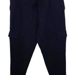 ZARA  Womens Knit Drawstring Waistband Cargo Jogger Pants Lounge Black Large‎ Photo 0