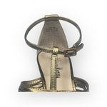 Neiman Marcus π€ T-Strap Stiletto Heeled Sandal π€ Metallic Gold Leather π€ 8M Photo 11