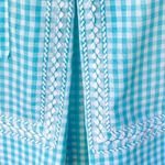 Vintage Teal Blue & White Gingham Embroidered Kitchen Half Apron with Pocket Photo 3