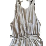 ZARA  Wide Leg Halter Neck Jumpsuit Beige Linen Blend Tie Waist Belted Photo 3