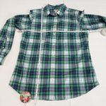 LL Bean Green Blue Plaid Cotton Poplin Button Up Shirt Size XS Photo 5