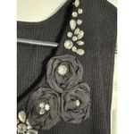 Ruby Rd . Black Tank Top, Ribbed, Rose/Gem Stone Detail At Collar, 1X Photo 2
