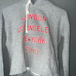 Forever 21 Women’s Cropped Hoodie Small Gray Graphic London LA New York Tokyo Photo 0