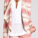 BCBGMAXAZRIA  Womens Striped Asymmetric Open‎ Abbey Blazer Jacket Red Multi Small Photo 0