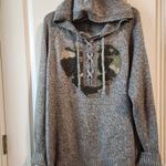 Torrid Size 2 Gray Hooded Sweater with Camo Heart Photo 7