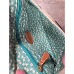 Fossil  Beige Canvas Blue Navy Polka Dot Flap Crossbody Shoulder Bag Purse Photo 5