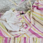 Old Navy Halter Dress Womens M Multicolor Striped Baby Doll Smocked Cinch Maxi Photo 12