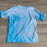 Oversized blue tie dye shirt with hibiscus print t Photo 3