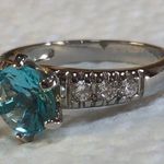 New Aquamarine Cubic Zirconia Silver Ring S8 Photo 5