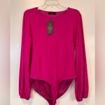 21 Saints Pink Long Sleeve Bodysuit Crew neck Elastic Wrists Women's Large Photo 1