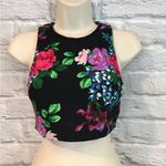 Show Me Your Mumu Women's Camille Black Floral Zip Back Crop Top Sz Small Photo 1