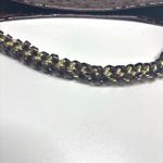 Antonio Melani  Brown Patent Leather Croc Embossed Woven Chain Handle Bag Photo 3