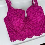 Victoria's Secret Victoria’s Secret Fuchsia Pink Lace Corset Bustier Sz 34DD Lined Demi Photo 3