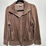 Covington VTG Y2K Chocolate Brown Velour Velvet Full Zip Jacket Lounge Pockets Womens XL Photo 0