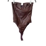 ZARA Faux Leather Sleeveless Bodysuit Brown X-Small Photo 1