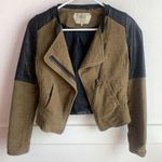 ZARA Trafaluc Light Brown & Black Faux Leather Moto Jacket Photo 0