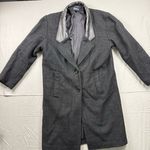 Vintage Hunters Run Wool Peacoat Women 12 Midi Black Leather Trim Winter Coat Photo 0