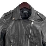 ZARA Black Vegan Leather Moto Jacket Asymmetrical Zipper Edgy Womens Small Photo 2