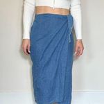 Vintage Denim 100% Cotton Wrap Midi Skirt Size Medium Blue Photo 3