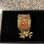 Vintage Gold Tone Mesh Hinged Clamper Bracelet Indian Bollywood Photo 1