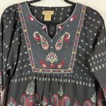 Art And Soul Top Women Small Black Red Paisley Split Neck Long Sleeve Tunic Boho Photo 1