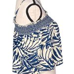Patrons of Peace blue and ecru tropical style smocked crop top. Size Medium. EUC Photo 1