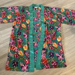 Victoria's Secret Vintage Gold Label Womens Kimono Cardigan One Size Green Floral Photo 0