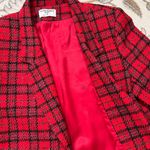 Vintage Alfred Dunner Plaid Blazer Wool Suit Jacket Coat USA 14P 10 12 14 Petite Red Photo 6