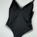 ZARA NWT Black Satin Teddy Mesh Trim Bodysuit Sz Small Lingerie Sexy Photo 3