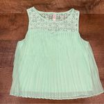 Xhilaration  Mint Green Lace and Pleated Sleeveless Top Photo 0