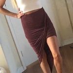 Tobi Maroon Asymmetrical Bodycon Skirt Photo 0