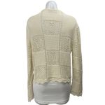 ZARA  Cream Beige Open Knit Long Sleeve Button Down Cardigan Sweater Top Size S Photo 2