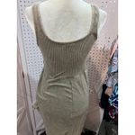 Source Unknown Ribbed Tank Dress Olive Green Midi Cargo Pockets Square Neck Sleeveless L Photo 3