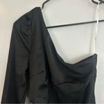 Lulus NWT Happy Hour Chic Black Satin Ruched One-Shoulder Mini Dress Size XS Photo 2