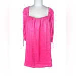 Free People  Mara Shimmer Puff Sleeves Dress Hot Pink - size small Photo 4