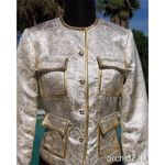 Cache Gold / Silver Metallic Brocade Top Jacket Lined Rhinestone Button $198 NWT Size 2 Photo 3