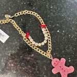 Betsey Johnson NWT  Pink Multi Glitter Rhinestone‎ Gingerbread Ornament Necklace Photo 5