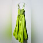 Anthropologie Lime Green Cotton Poplin Midi Bubble Hem Dress Photo 8
