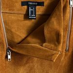 Forever 21 Vegan Suede Rich Golden Mustard Double Zip A-line Festival Mini Skirt Photo 6