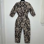 Rebecca Taylor Paisley Jumpsuit 100% Cotton Brown Belted With Pockets Size M Photo 2