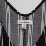 Max Studio Black Striped Wide Leg Flowy Belted Sleeveless Jumpsuit Sz S Photo 4