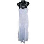 EXPRESS  blue paisley ruffled faux wrap high low hem dress Photo 1