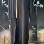 open front black maxi cardigan mesh & embroidered detail size Large Made In UAE Photo 2