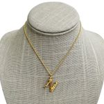 New Chainspro N Initial Monogram Wood Look Gold Tone Chain Necklace Photo 0
