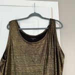 Eileen Fisher 100% Organic Linen Metallic Gold Olive Shimmer Top Holidays Glam Photo 1