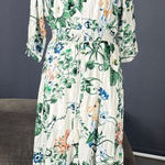 Women’s Floral Maxi Dress 3/4 Sleeve Empire Waist Button Front V Photo 0