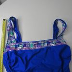 Gabar Swimsuit One Piece Cobalt Blue Metallic Retro Look Women Med Made in USA Photo 2