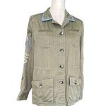 Hei Hei Embroidered Utility Jacket Small Green Cotton Front Pockets Has Stain Photo 0